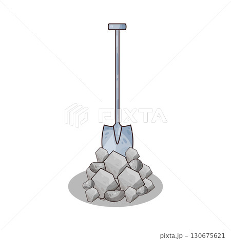 illustration of shovel and gravel stone 130675621