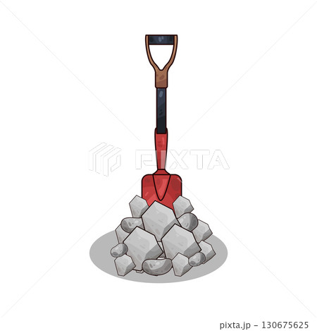 illustration of shovel and gravel stone 130675625