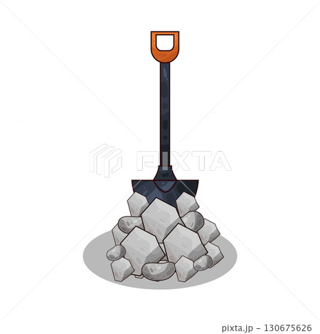 illustration of shovel and gravel stone 130675626