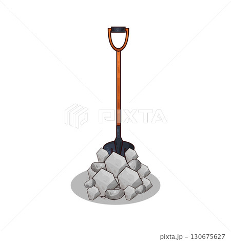 illustration of shovel and gravel stone 130675627