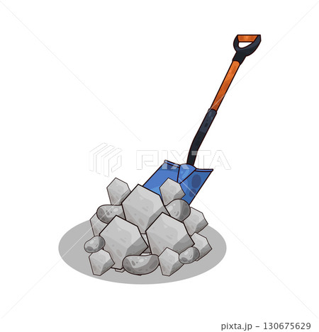 illustration of shovel and gravel stone 130675629