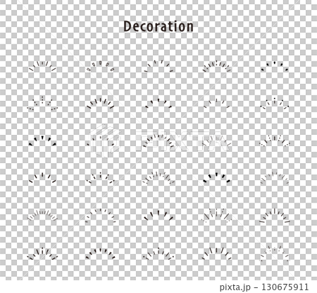 気づき　アクセント　サンバースト　集中線　半円　イラスト　ベクター　セット　バリエーション　素材　背 130675911