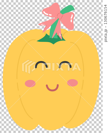 cute and minimal Bell pepper with ribbon bow 130676154