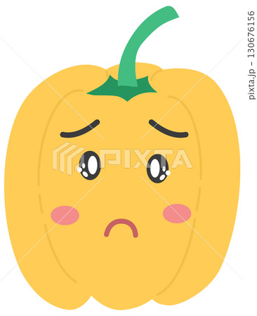 cute and minimal Bell pepper with sad face 130676156