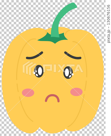 cute and minimal Bell pepper with sad face 130676156