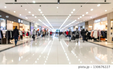 Motion blurred crowd walking in the mall 130676227