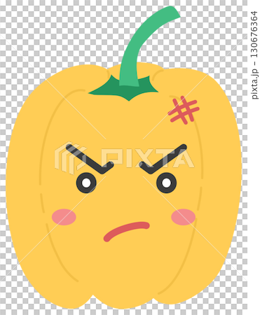 cute and minimal Bell pepper with angry face cute and minimal Bell pepper with angry face 130676364
