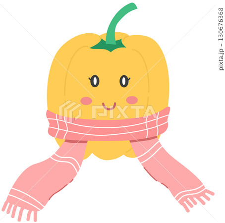 cute and minimal Bell pepper with scarf cute and minimal Bell pepper with scarf 130676368