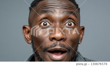 Shocked young man showing surprise expression on face 130676578