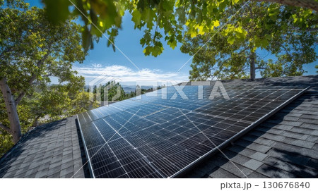 Solar panels converting sunlight into renewable energy on rooftop Solar panels converting sunlight into renewable energy on rooftop 130676840