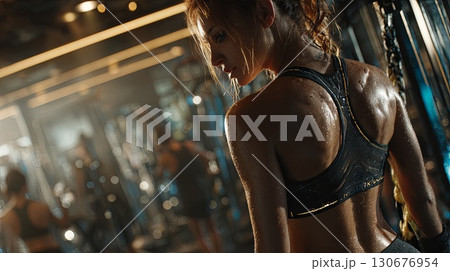 Athlete sweating after intense workout at gymのイラスト素材 [130676954] - PIXTA