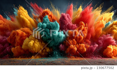Golden and turquoise ink mixing in water creating stunning visuals 130677502