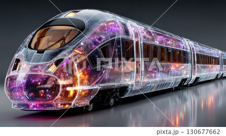 Futuristic wireframe high-speed train embracing technological innovation Futuristic wireframe high-speed train embracing technological innovation 130677662