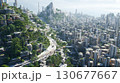 Futuristic green city expanding on hills and mountains 130677667