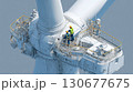 Engineers performing maintenance on wind turbine generator 130677675