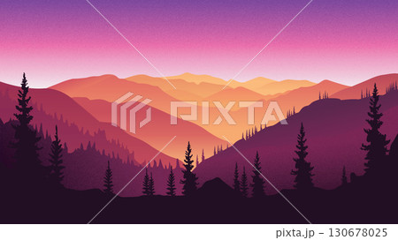 Tranquil Mountain Dawn with Vibrant Sky Tranquil Mountain Dawn with Vibrant Sky 130678025