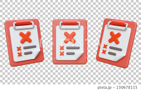 Checklist Rejected Clipboard 3D Icon Graphic 130678115