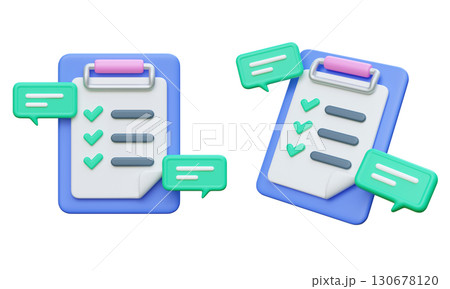Checklist Clipboard with Speech Bubble 3D Icon Graphic Checklist Clipboard with Speech Bubble 3D Icon Graphic 130678120