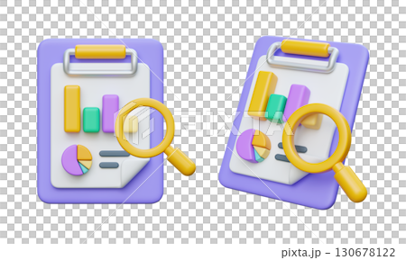 Checklist Clipboard with Chart Graph 3D Icon Graphic 130678122