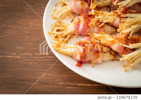 Bacon Wrapped Golden Needle Mushroom Bacon Wrapped Golden Needle Mushroom 130678230