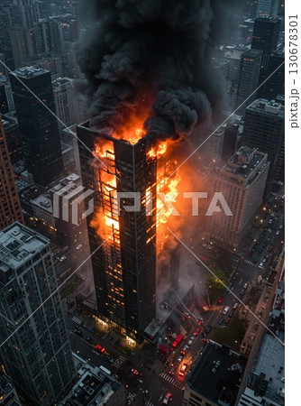 【AI生成】超高層ビルの大火災 1515017 【AI生成】超高層ビルの大火災 1515017 130678301