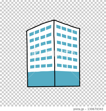 Hand-drawn illustration icon of office building exterior 130678343
