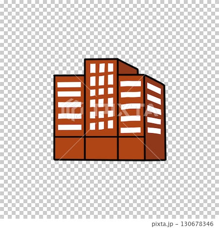 Hand-drawn illustration icon of office building exterior 130678346