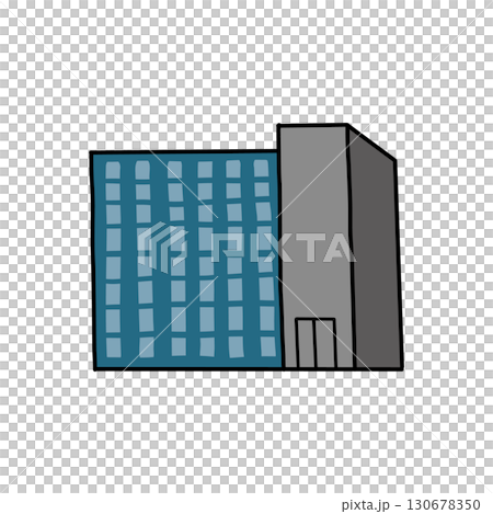 オフィスビル外観の手描きイラストアイコン 130678350