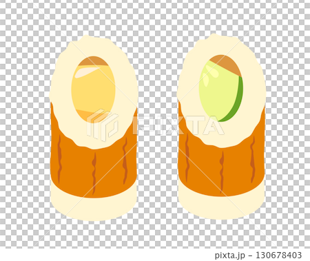 Illustration of chikuwa stuffed with cheese and cucumber 130678403