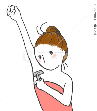 脇の毛を剃る女性 130678595