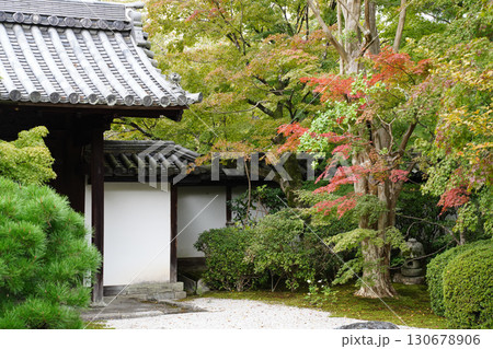 京都の寺院の境内の風景 130678906