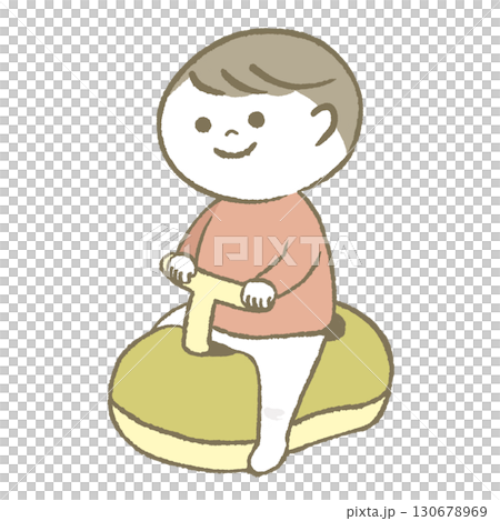 A child sitting in a caterpillar A child sitting in a caterpillar 130678969