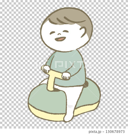 A child sitting in a caterpillar A child sitting in a caterpillar 130678973