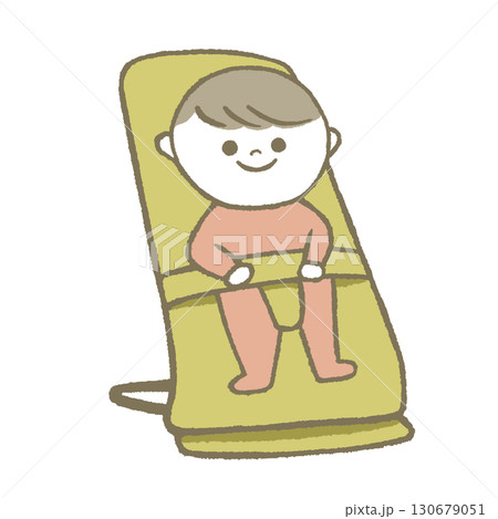 バウンサーに乗る赤ちゃん バウンサーに乗る赤ちゃん 130679051