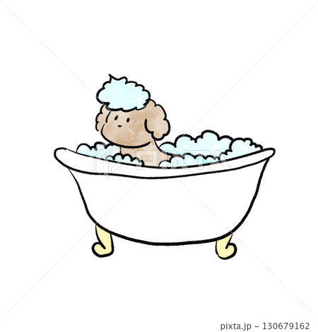 お風呂に入っている犬 お風呂に入っている犬 130679162
