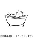 お風呂に入っている線画の猫 130679169