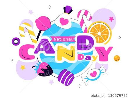 National Candy Day Vector Illustration on November 4, featuring Colorful Candies, Lollipops, and Sweets in a Fun Flat Style Cartoon Background 130679783