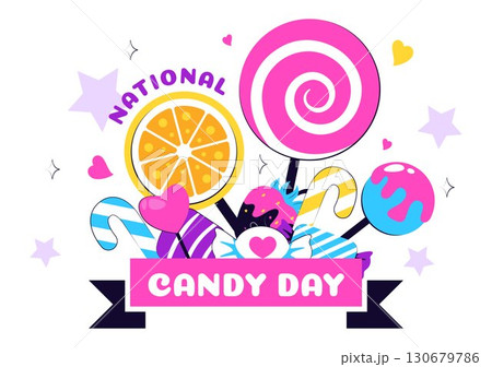 National Candy Day Vector Illustration on November 4, featuring Colorful Candies, Lollipops, and Sweets in a Fun Flat Style Cartoon Background National Candy Day Vector Illustration on November 4, featuring Colorful Candies, Lollipops, and Sweets in a Fun Flat Style Cartoon Background 130679786