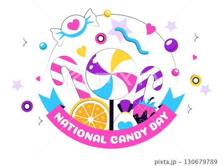 National Candy Day Vector Illustration on November 4, featuring Colorful Candies, Lollipops, and Sweets in a Fun Flat Style Cartoon Background National Candy Day Vector Illustration on November 4, featuring Colorful Candies, Lollipops, and Sweets in a Fun Flat Style Cartoon Background 130679789