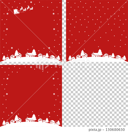 白雪皚皚的城市景觀聖誕背景，聖誕老人和馴鹿雪橇飛翔 130680630