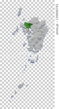 ハニカム構造状の佐賀県の立体地図 ハニカム構造状の佐賀県の立体地図 130680781