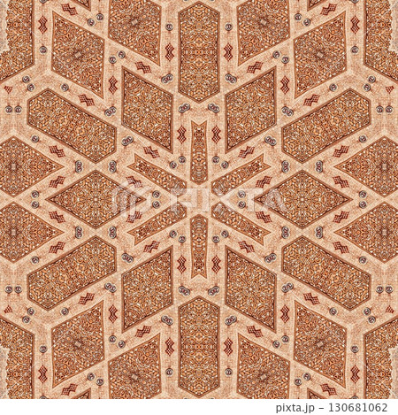 Mixed embroidery and batik art work for screen printing carpet, rug, fabric, tiles and flooring. Pattern design for the home decor, wrapping paper, curtains, wall covering etc 130681062