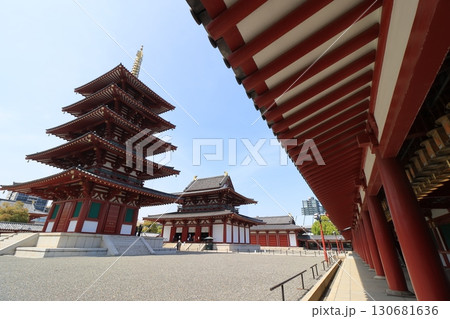 四天王寺 五重塔と伽藍 四天王寺 五重塔と伽藍 130681636