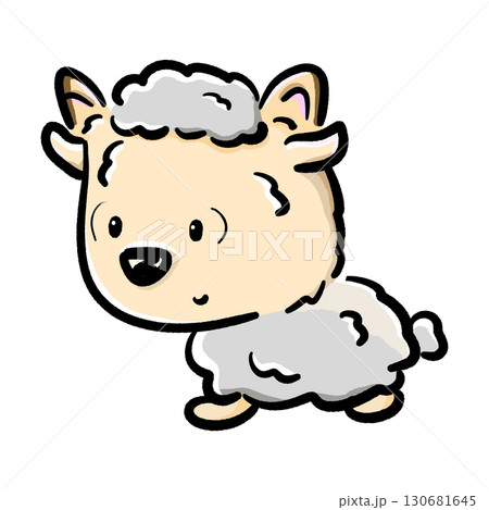 Cute sheared sheep cartoon color illustration Cute sheared sheep cartoon color illustration 130681645