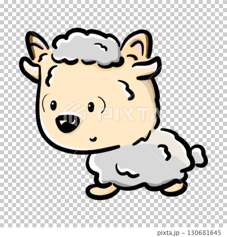 Cute sheared sheep cartoon color illustration Cute sheared sheep cartoon color illustration 130681645