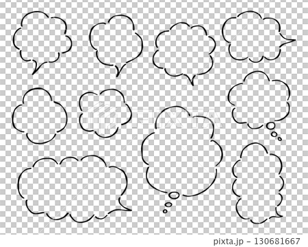 手書き風・もこもこの吹き出しセット 130681667