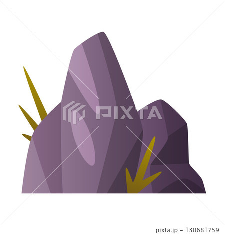 Stone with Green Grass as Debris and Environment Element Vector Illustration 130681759