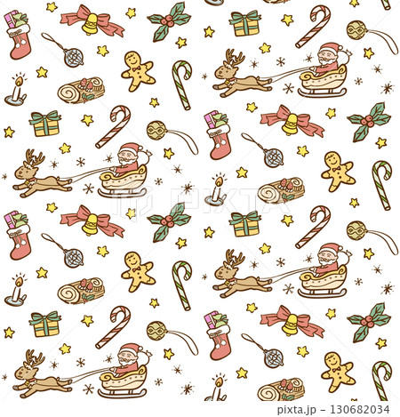 かわいいクリスマスの背景素材　カラー 130682034
