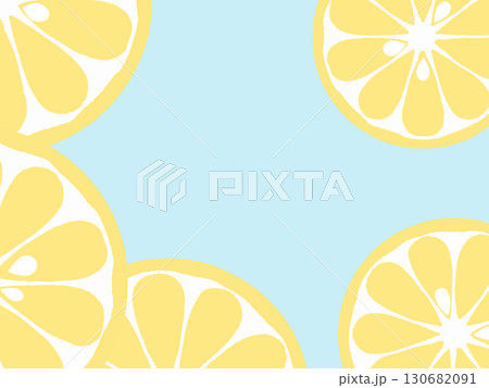 爽やかで　かわいい　レモンスライスの背景　イラスト 130682091