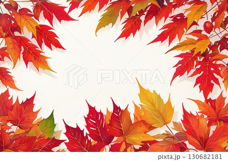 紅葉のデザインボーダー 130682181